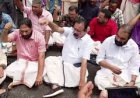 ഇഡി റെയ്‌ഡിനെതിരെ പിണറായി വിജയന്റെ  വീടിനു മുന്നിൽ കുത്തിയിരുന്ന് പ്രതിഷേധിച്ച്  മുതിർന്ന സിപിഎം നേതാക്കൾ  