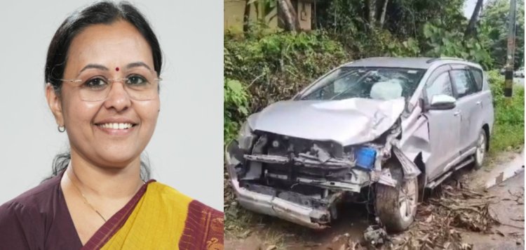 മുൻ മന്ത്രി വീണാ ജോർജും കുടുംബവും സഞ്ചരിച്ചിരുന്ന വാഹനം അപകടത്തിൽപ്പെട്ടു.