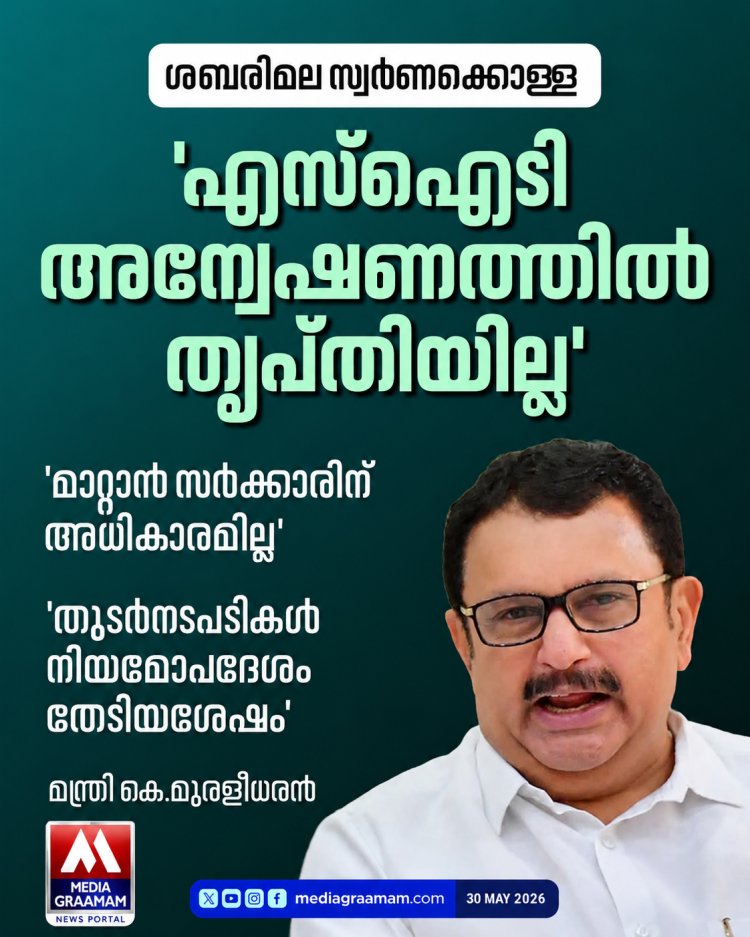 ശബരിമല സ്വര്‍ണക്കൊള്ള; 'എസ്ഐടി അന്വേഷണത്തില്‍ തൃപ്തിയില്ല #KMuraleedharan #sabarimala