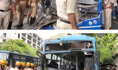 ബെംഗളൂരുവിൽ ബിഎംടിസി ഇലക്ട്രിക് ബസ് അപകടം; ഡ്രൈവറുടെ നില ഗുരുതരം, നിരവധി പേർക്ക് പരിക്ക്.