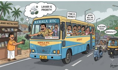 യാത്രക്കാരുടെ സമയത്തിന് പുല്ലുവില; നടുറോഡിൽ ബസ് നിർത്തി ഡ്രൈവറുടെ 'മുറുക്കാൻ' വാങ്ങൽ