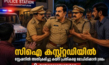 ബന്ധുക്കളെ ലോക്കപ്പിൽ നിന്ന് ഇറക്കാൻ ശ്രമം; നെടുമങ്ങാട് സ്റ്റേഷനിൽ എസ്‌സിആർബി ഇൻസ്പെക്ടറുടെ പരാക്രമം.