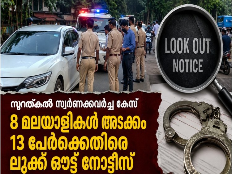 സൂറത്ക്കല്ല് സ്വർണക്കവർച്ച കേസ്; 8 മലയാളികൾ അടക്കം 13 പേർക്കെതിരെ ലുക്ക് ഔട്ട് നോട്ടീസ്.
