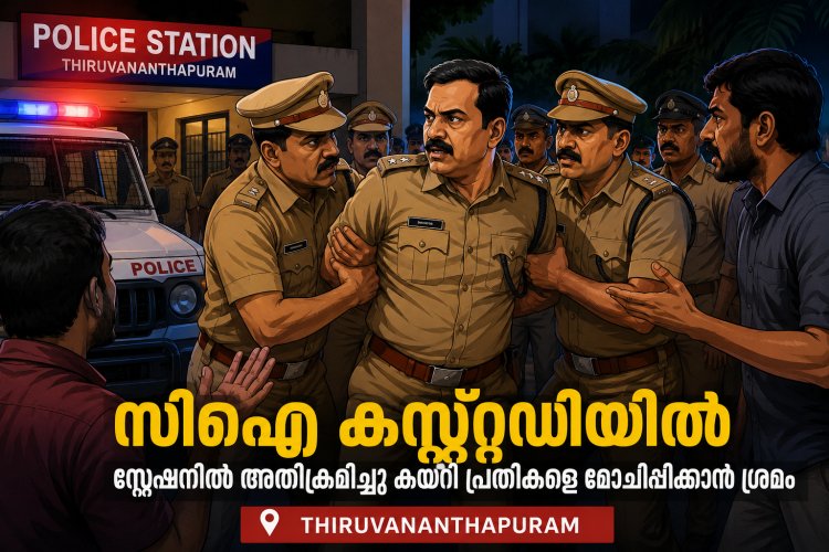 ബന്ധുക്കളെ ലോക്കപ്പിൽ നിന്ന് ഇറക്കാൻ ശ്രമം; നെടുമങ്ങാട് സ്റ്റേഷനിൽ എസ്‌സിആർബി ഇൻസ്പെക്ടറുടെ പരാക്രമം.