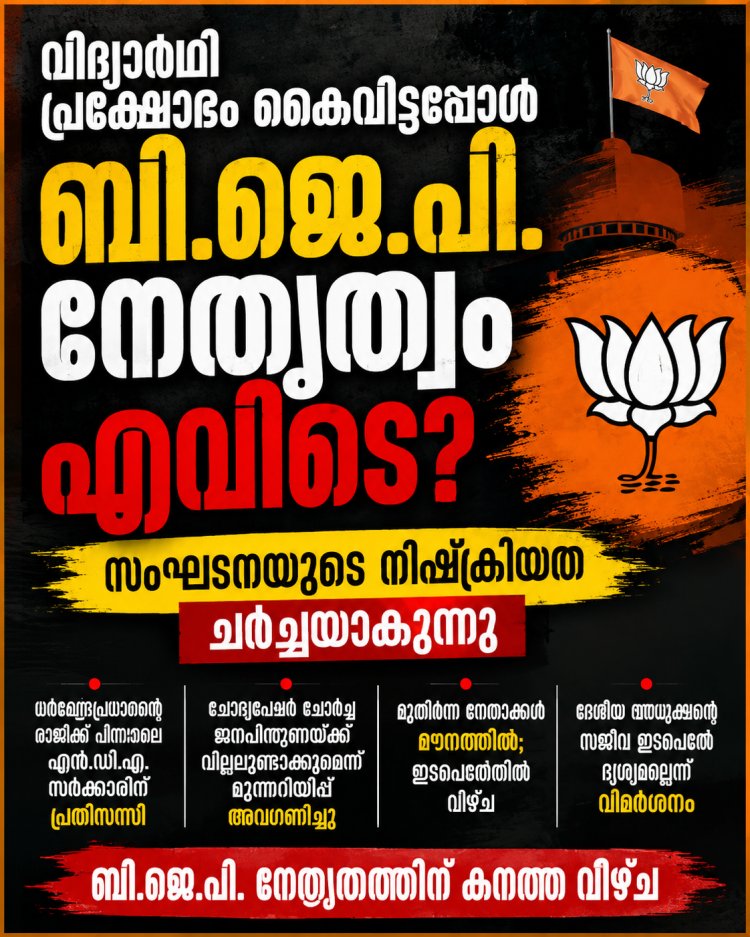 വിദ്യാർഥി പ്രക്ഷോഭം കൈവിട്ടപ്പോൾ ബി.ജെ.പി. നേതൃത്വം എവിടെ? സംഘടനയുടെ നിഷ്ക്രിയത ചർച്ചയാകുന്നു