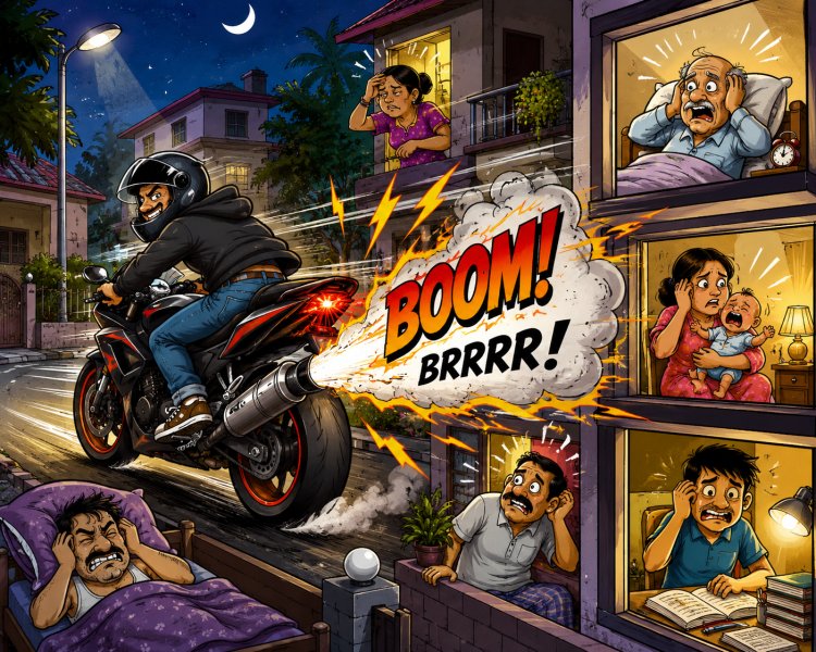 അമിത ശബ്​ദത്തിൽ ബൈക്കുമായി കറങ്ങുന്ന യുവാവിനെ പൊക്കി മോട്ടോർ വാഹന വകുപ്പ്​; സംഭവം കാക്കനാട്​