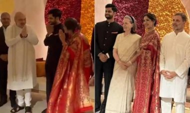 പാർലമെന്റിൽ പോര്, വിവാഹവേദിയിൽ ഒരേ ഫ്രെയിമിൽ അമിത് ഷായും രാഹുലും!
