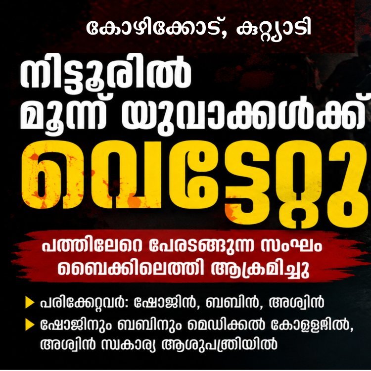 കോഴിക്കോട് കുറ്റ്യാടിയിൽ മൂന്ന് യുവാക്കൾക്ക് വെട്ടേറ്റു