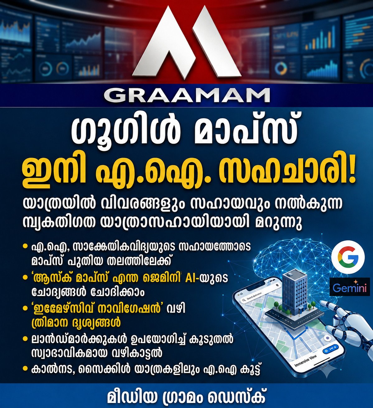 ഗൂഗിൾ മാപ്‌സ് ഇനി വഴികാട്ടി മാത്രമല്ല; യാത്രയിലെ എ.ഐ സഹയാത്രികനുമാകും