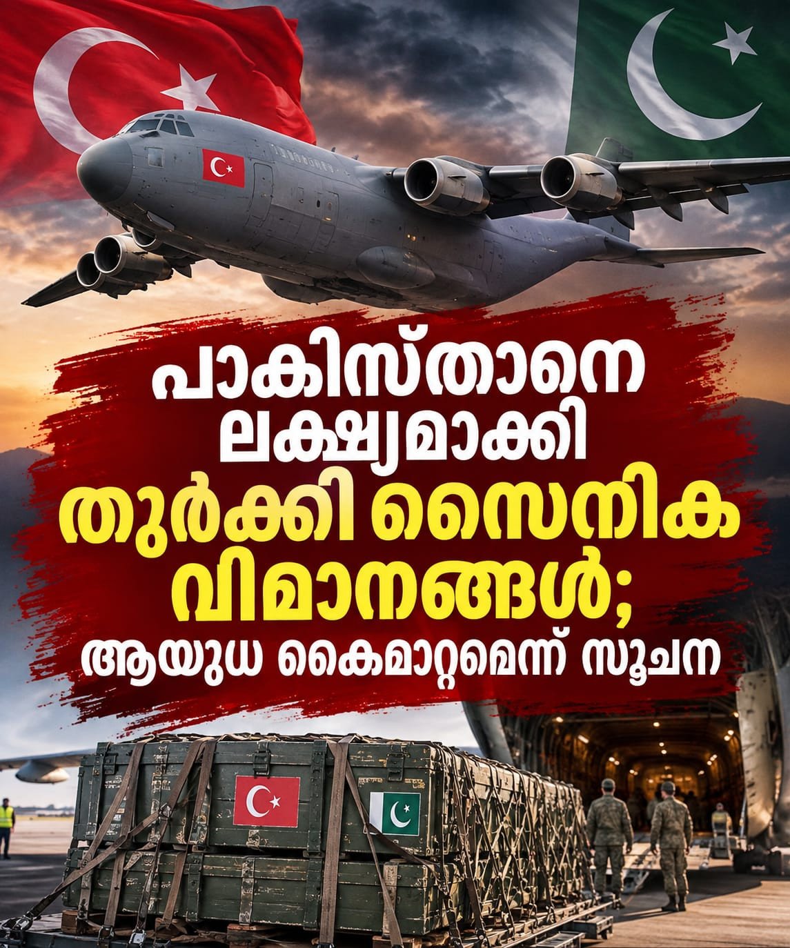 പാകിസ്താനെ ലക്ഷ്യമാക്കി തുർക്കി സൈനിക വിമാനങ്ങൾ; ആയുധ കൈമാറ്റത്തിന് സാധ്യത