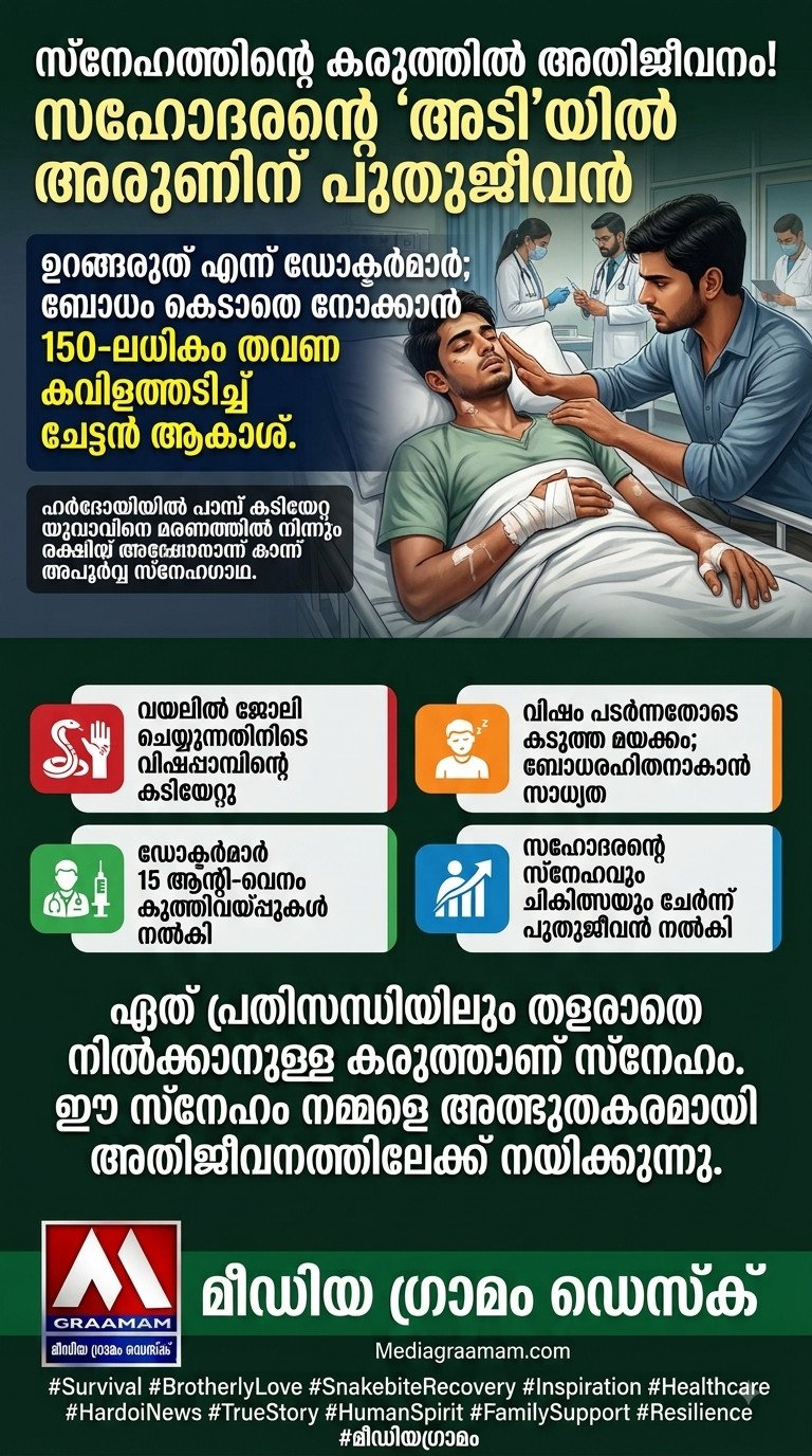 ജീവൻ നിലനിർത്താൻ 150-ലധികം അടി! സഹോദരന്റെ സ്നേഹം അരുണിന് പുതുജീവൻ നൽകി!