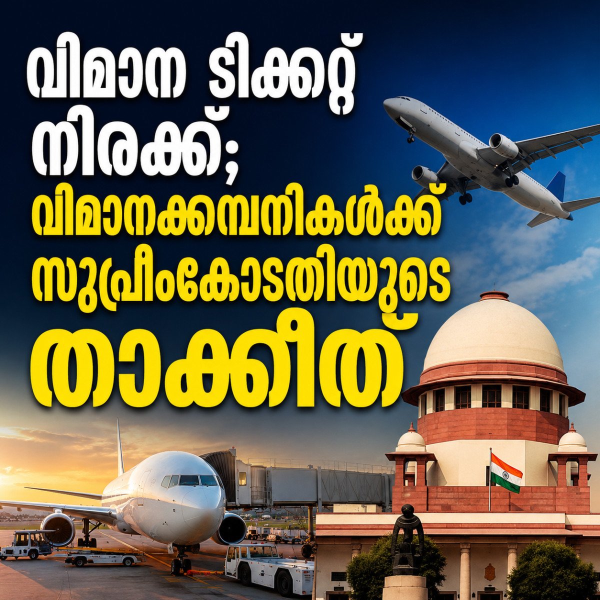 അമിത വിമാന ടിക്കറ്റ് നിരക്ക്; വിമാനക്കമ്പനികൾക്ക് സുപ്രീംകോടതിയുടെ താക്കീത്