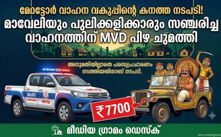 എം വി ഡിക്കെന്ത്​ മാവേലിയും പുലി കളിയും; നിയമം പാലിക്കാത്ത ‘മാവേലിക്ക്​’ പിഴയിട്ടു