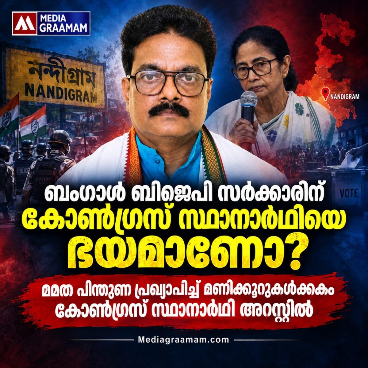 ബംഗാൾ ബിജെപി സർക്കാരിന് കോൺഗ്രസ് സ്ഥാനാർഥിയെ ഭയമാണോ?