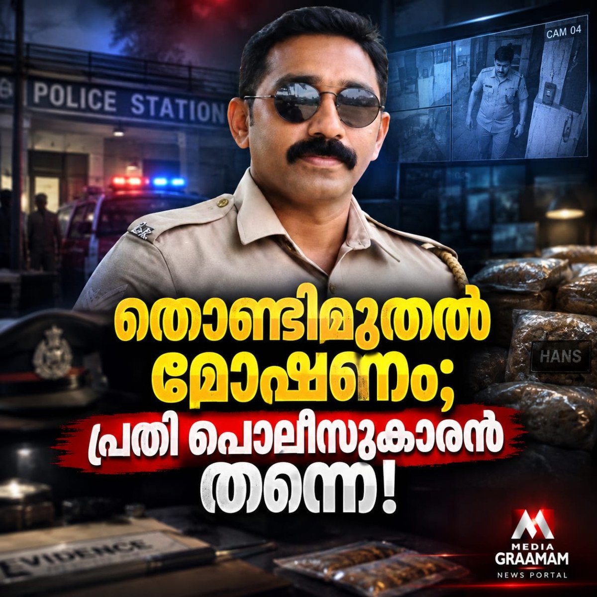 തൊണ്ടിമുതൽ മോഷണം; പ്രതി പൊലീസുകാരൻ തന്നെ, ഏഴ് ചാക്ക് ഹാൻസ് കടത്തിയെന്ന് സൂചന