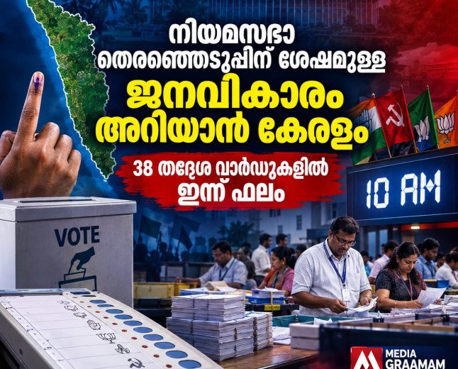 നിയമസഭാ തെരഞ്ഞെടുപ്പിന് ശേഷമുള്ള ജനവികാരം അറിയാൻ കേരളം; 38 തദ്ദേശ വാർഡുകളിൽ ഇന്ന് ഫലം