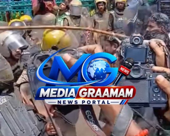 പോലീസിനെ വടികൊണ്ട് അടിച്ച് എസ്‌എഫ്‌ഐ പ്രവർത്തകർ; ‘അടിക്കെടാ, അടിക്കെടാ’ ആക്രോശം — ദൃശ്യങ്ങൾ പുറത്ത്