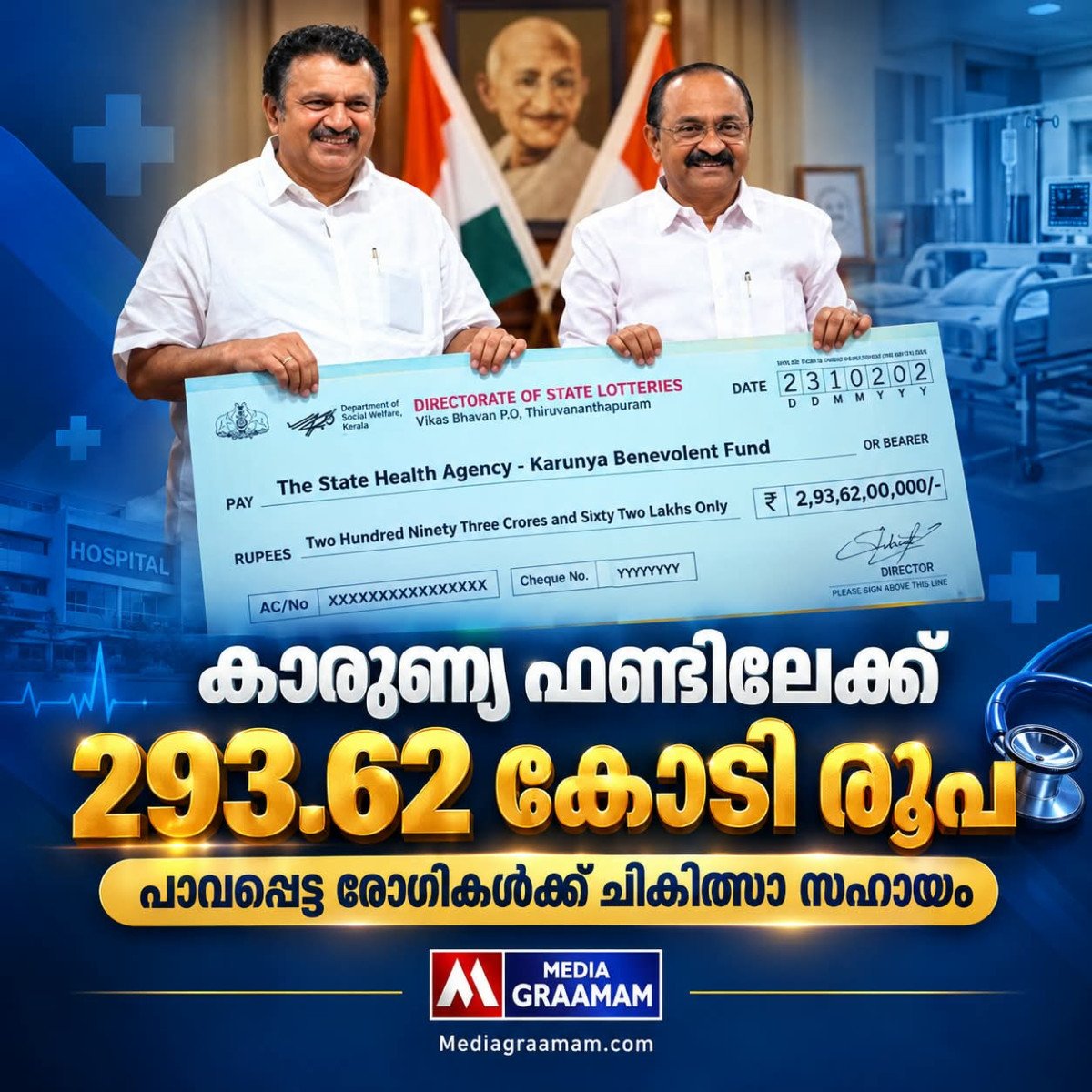 കാരുണ്യ ബെനവലന്റ് ഫണ്ടിലേക്ക് 293.62 കോടി രൂപ കൈമാറി; പാവപ്പെട്ട രോഗികൾക്ക് ആശ്വാസം ചികിത്സാ സഹായവും ആശുപത്രികളുടെ കുടിശ്ശിക തീർപ്പാക്കലും ലക്ഷ്യം