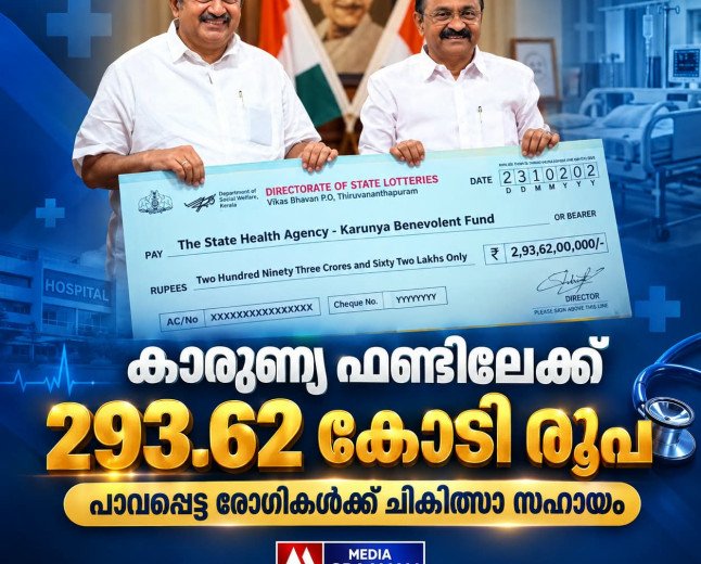 കാരുണ്യ ബെനവലന്റ് ഫണ്ടിലേക്ക് 293.62 കോടി രൂപ കൈമാറി; പാവപ്പെട്ട രോഗികൾക്ക് ആശ്വാസം ചികിത്സാ സഹായവും ആശുപത്രികളുടെ കുടിശ്ശിക തീർപ്പാക്കലും ലക്ഷ്യം
